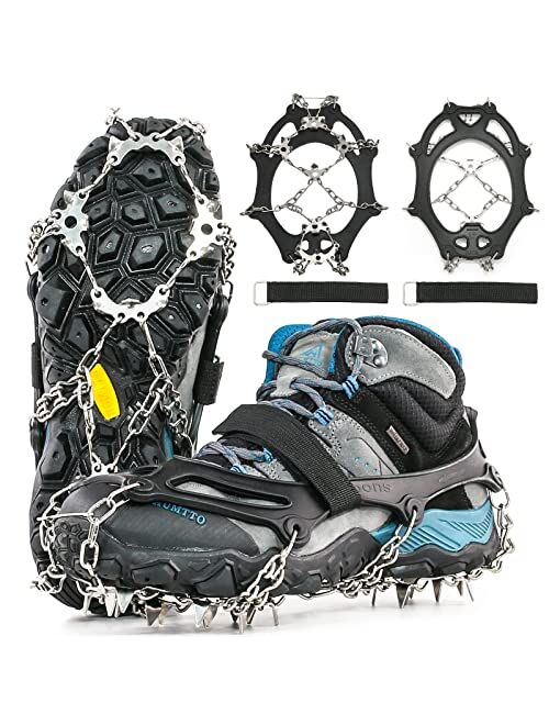 Buy HONYAO Crampons, Ice Cleats for Shoes and Boots, Stainless Steel ...