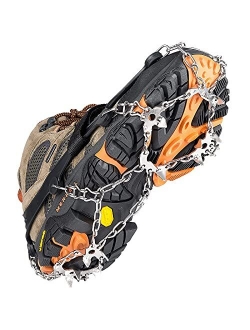 szlzhsm Crampons Universal Flexible Anti-Slip Ice Grips Snow Traction Cleats Ice Spikes Crampon with Stainless Steel Chain for Climbing Hiking