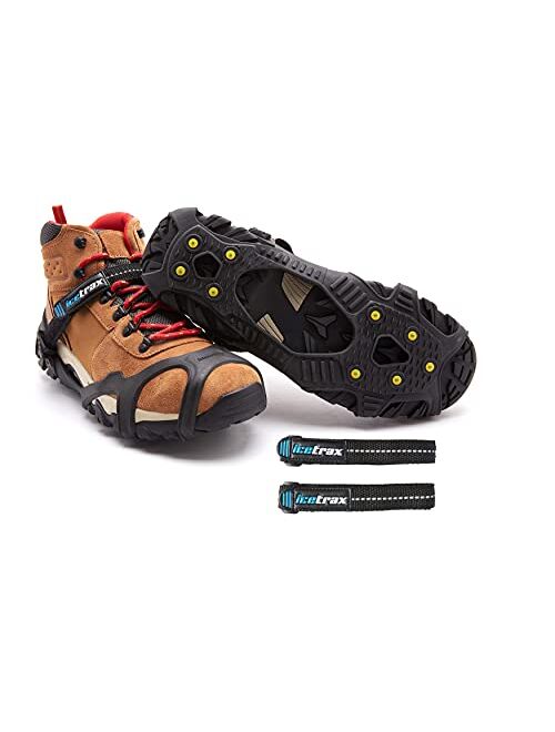 ICETRAX V3 Tungsten Ice Cleats with Straps Combo Pack, Winter Ice Grips for Shoes and Boots - Anti-Slip Grippers, StayON Toe, Reflective Heel