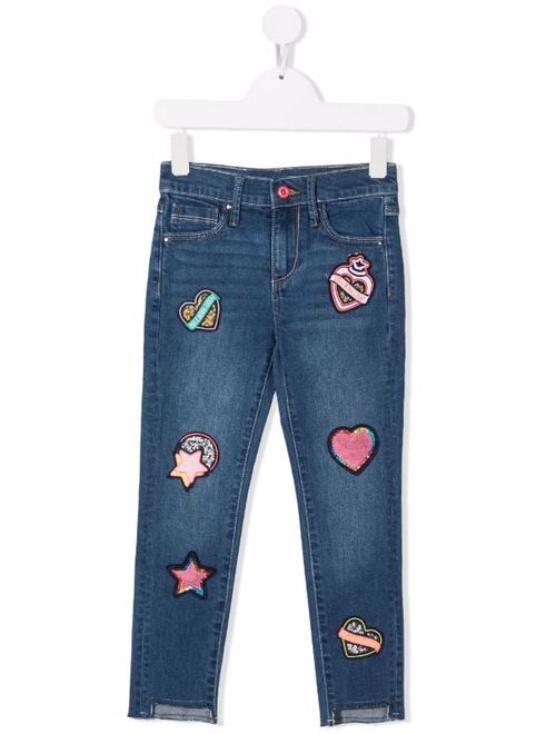 multi patches slim-fit jeans