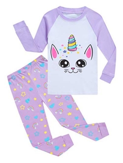 Little Girls Pajamas 100% Cotton Long Sleeve Pjs Toddler Clothes Kids Sleepwear Shirts