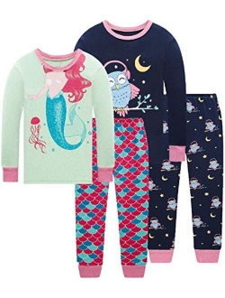 Little Girls Pajamas 100% Cotton Long Sleeve Pjs Toddler Clothes Kids Sleepwear Shirts