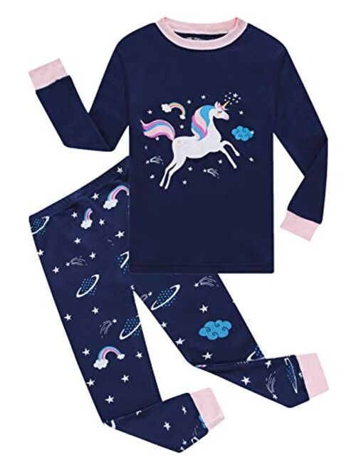 Little Girls Pajamas 100% Cotton Long Sleeve Pjs Toddler Clothes Kids Sleepwear Shirts