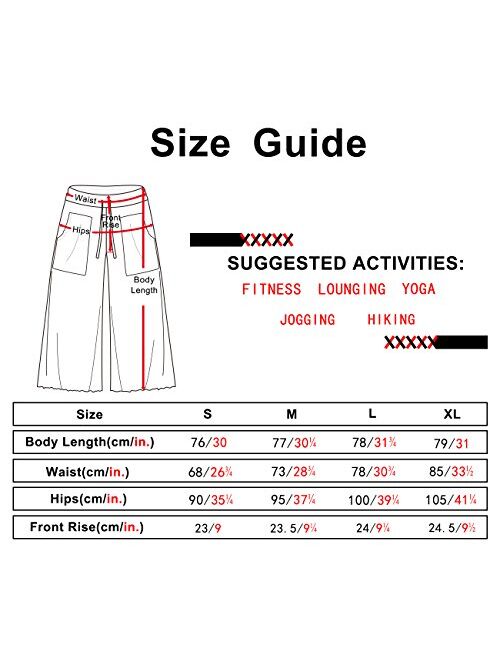 icyzone Culottes Capri Pants for Women - Elastic Waist Wide Leg Joggers Casual Lounge Cotton Sweatpants with Pockets