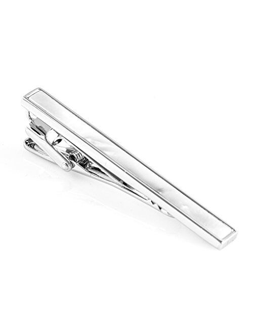 MRCUFF Mother of Pearl Cufflinks & Tie Clip Bar & Studs Tuxedo Set in Presentation Gift Box & Polishing Cloth