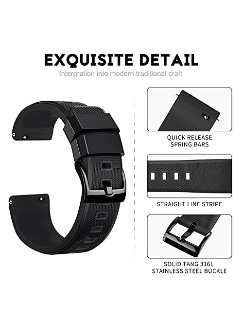 Ritche Silicone Watch Band 18mm 20mm 22mm Quick Release Rubber Watch Bands for Men Women