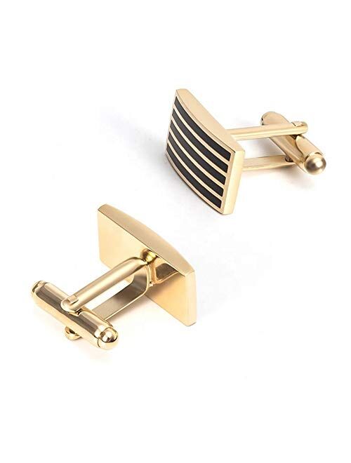 KIKSBEST 8 PCS Tie Clips Set for Men with Cufflinks Silver Gold Black Ties Bar Clip with Gift Box for Wedding Business