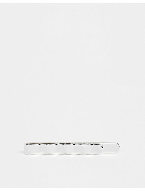 ASOS DESIGN slim tie bar in silver tone