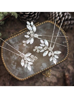 Jakawin Crystal Bride Wedding Hair Pins Silver Hair Piece Bridal Flower Hair Accessories for Women and Girls HP130 (Gold)