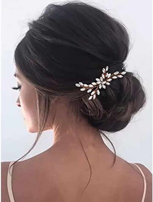 Yean Wedding Hair Pins Rhinestone Crystal Bridal Hair Accessories Fashion Hair Piece for Women and Girls (Gold)