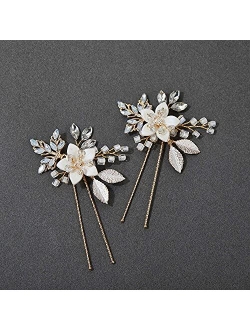 SWEETV Wedding Hair Comb Clip Bridal Crystal Wedding Hair Accessories for Brides and Bridesmaid, Gold