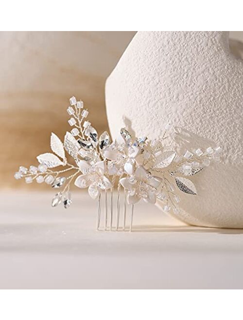 SWEETV Wedding Hair Comb Clip Bridal Crystal Wedding Hair Accessories for Brides and Bridesmaid, Gold