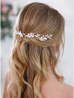 UNSUTUO Bride White Flower Wedding Hair Pins Clips Rhinestone Silver Bridal Hair Piece Accessories for Women, Set of 3 (Silver)