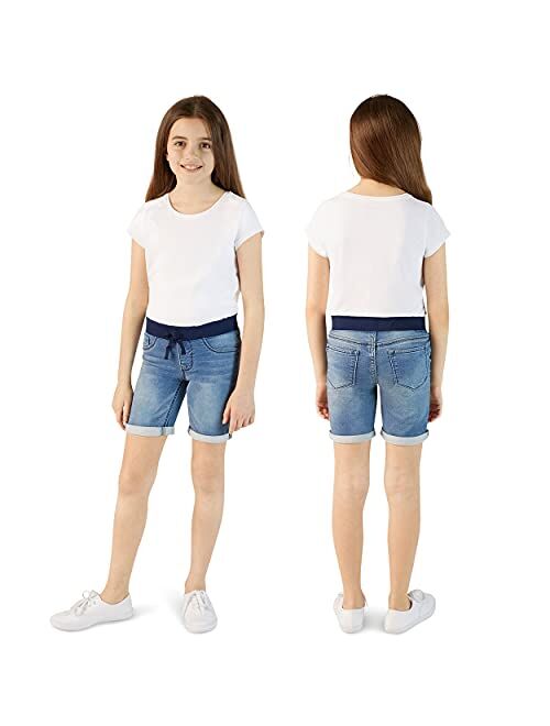 VIGOSS Girls' Knit Waist Bermuda Shorts, Casual Pull-On Jean Shorts for Girls