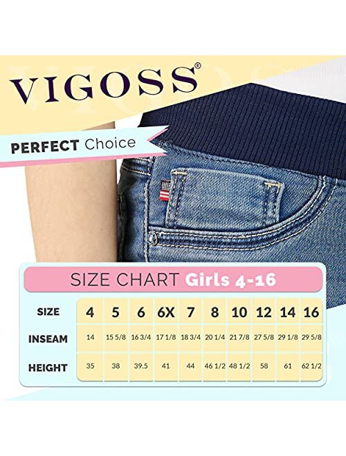 VIGOSS Girls' Knit Waist Bermuda Shorts, Casual Pull-On Jean Shorts for Girls