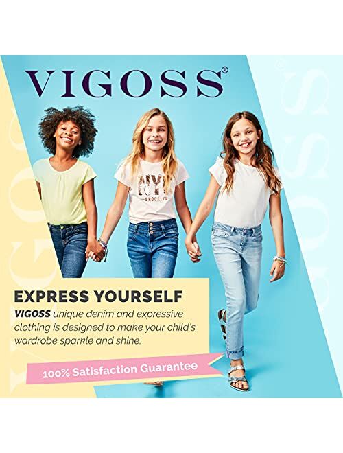 VIGOSS Girls' Knit Waist Bermuda Shorts, Casual Pull-On Jean Shorts for Girls