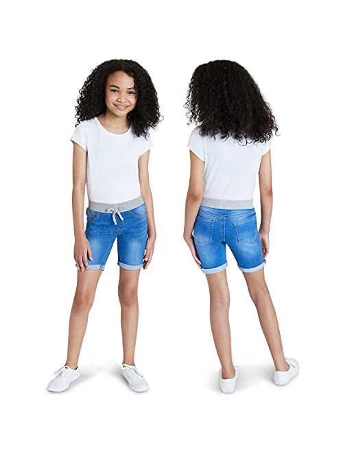 VIGOSS Girls' Knit Waist Bermuda Shorts, Casual Pull-On Jean Shorts for Girls