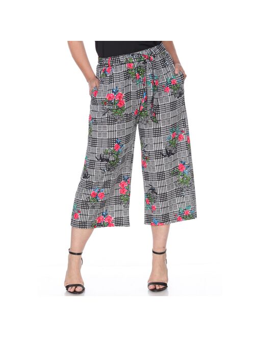 Plus Size White Mark Printed Gaucho Pants