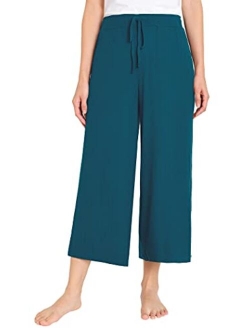 Weintee Women's Lounge Culottes Knit Gaucho Pants with Pockets