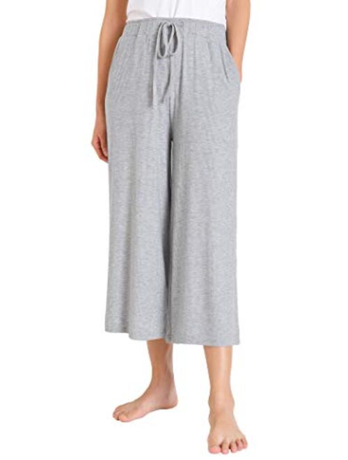 Weintee Women's Lounge Culottes Knit Gaucho Pants with Pockets