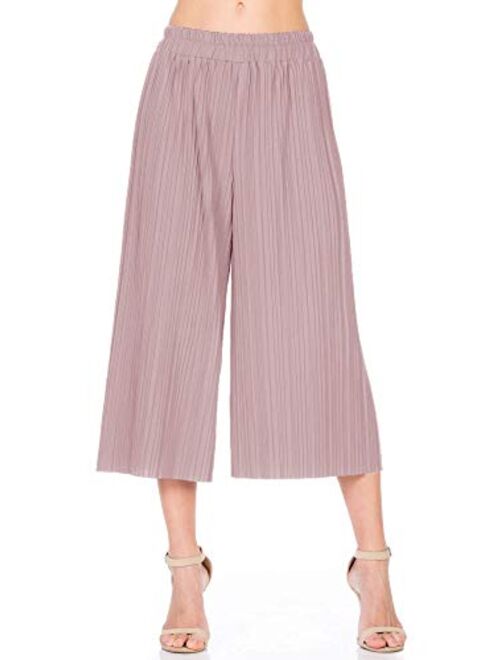 Fashion California Womens 1-3 Pack Elastic Waist Jersey Culottes Capri Pocket Pants (S-XXXXXL)