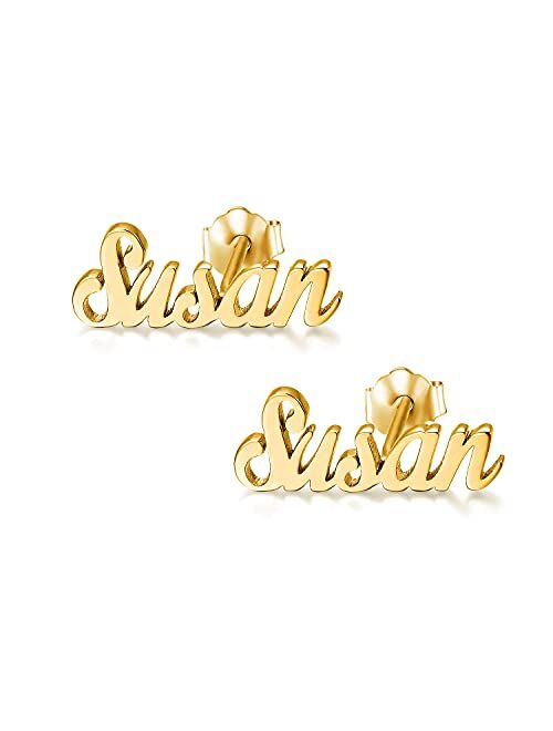 925 Sterling Silver Personalized Name Stud Earring Custom Name Earrings—Customize Your Own Earring with Name