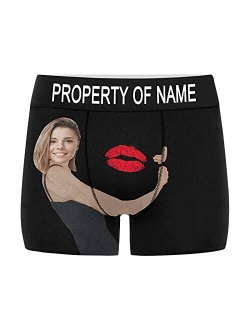 Custom Men's Face Boxer Briefs Shorts Underwear with Wife Photo Text XS-5XL