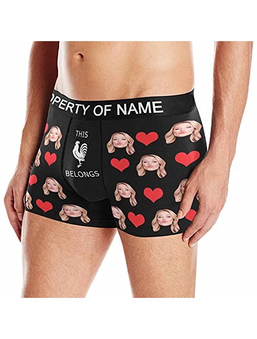 Custom Men's Face Boxer Briefs Shorts Underwear with Wife Photo Text XS-5XL