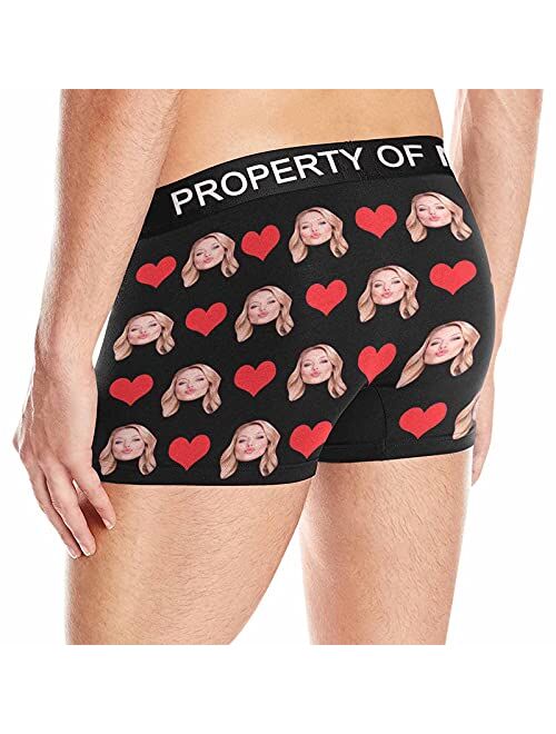 Custom Men's Face Boxer Briefs Shorts Underwear with Wife Photo Text XS-5XL