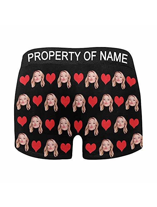 Custom Men's Face Boxer Briefs Shorts Underwear with Wife Photo Text XS-5XL