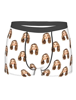 Personalized Men's Underwear, Custom Face Boxer Briefs Gifts for Husband Boyfriend Printed with Wife Photo, Funny Gifts