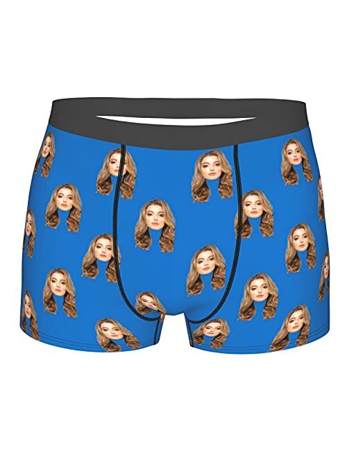 Personalized Men's Underwear, Custom Face Boxer Briefs Gifts for Husband Boyfriend Printed with Wife Photo, Funny Gifts