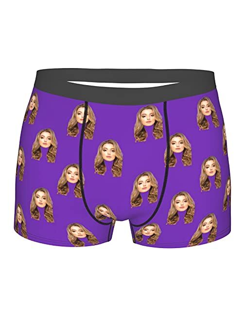 Personalized Men's Underwear, Custom Face Boxer Briefs Gifts for Husband Boyfriend Printed with Wife Photo, Funny Gifts