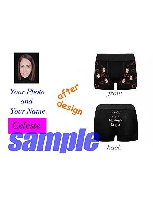 Custom Men's Boxer Briefs It's Mine Boxers for Men Personalized Funny Wife Face Shorts Underwear Black