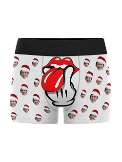 Custom Boxers for Men with Face Snowman Green Personalized Christmas Underwear for Men Funny Gag Gift