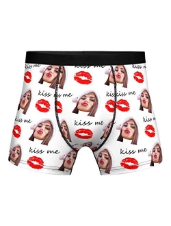 Custom Boxer Briefs for Man Underwear Printed with Girlfriend Funny Face Photo Romantic Gifts