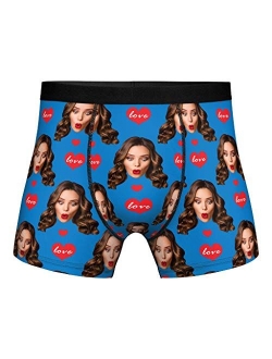 Custom Boxer Briefs for Man Underwear Printed with Girlfriend Funny Face Photo Romantic Gifts