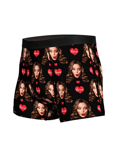 Custom Boxer Briefs for Man Underwear Printed with Girlfriend Funny Face Photo Romantic Gifts