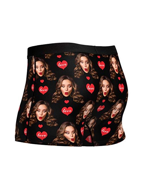 Custom Boxer Briefs for Man Underwear Printed with Girlfriend Funny Face Photo Romantic Gifts