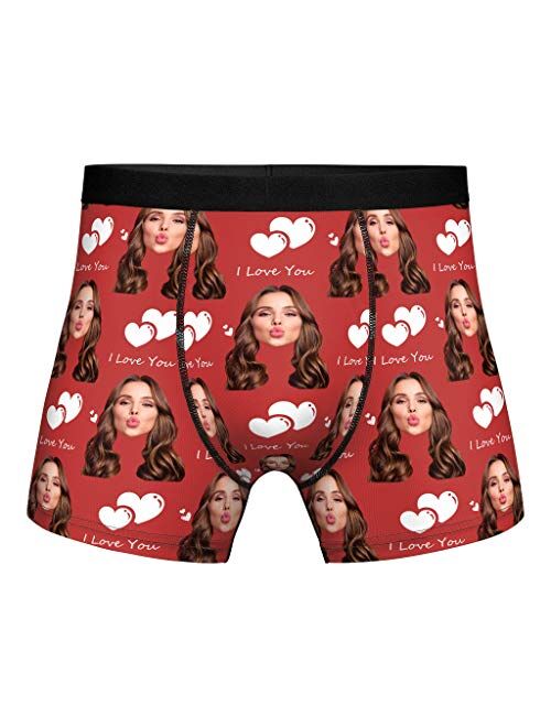 Custom Boxer Briefs for Man Underwear Printed with Girlfriend Funny Face Photo Romantic Gifts