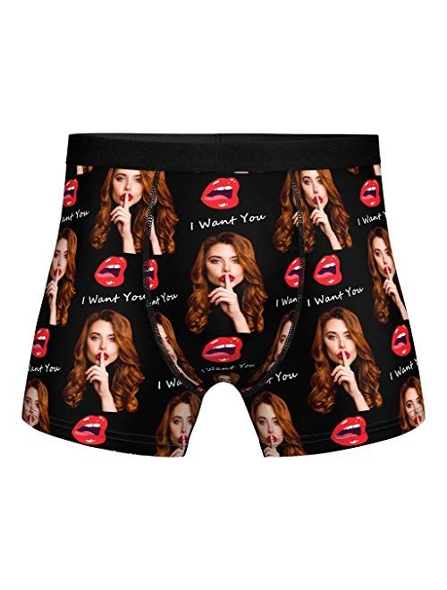 Custom Boxer Briefs for Man Underwear Printed with Girlfriend Funny Face Photo Romantic Gifts