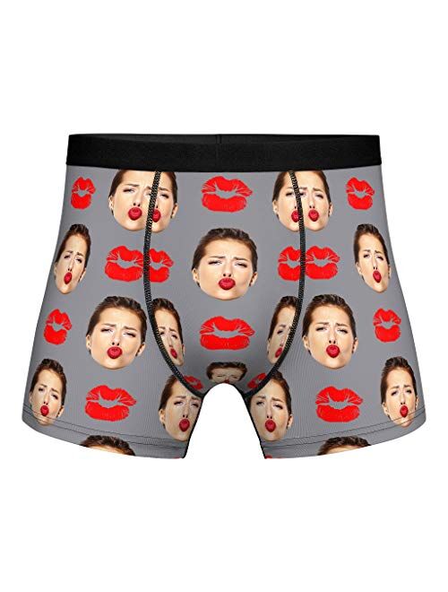 Custom Boxer Briefs for Man Underwear Printed with Girlfriend Funny Face Photo Romantic Gifts