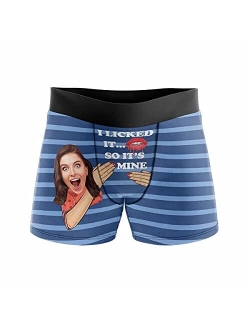 Custom Wife Face on All Mine Men's Funny Boxer Shorts Underpants Briefs with Photo for Valentine's Day