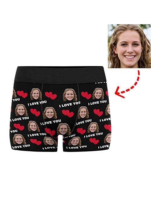 Custom Wife Face on All Mine Men's Funny Boxer Shorts Underpants Briefs with Photo for Valentine's Day