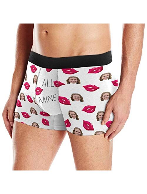 Custom Wife Face on All Mine Men's Funny Boxer Shorts Underpants Briefs with Photo for Valentine's Day