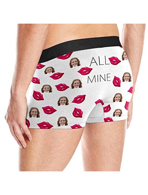 Custom Wife Face on All Mine Men's Funny Boxer Shorts Underpants Briefs with Photo for Valentine's Day