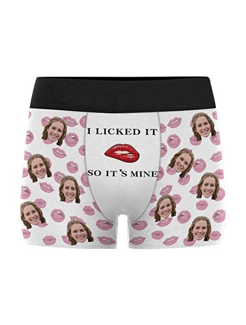 Custom Wife Face on All Mine Men's Funny Boxer Shorts Underpants Briefs with Photo for Valentine's Day