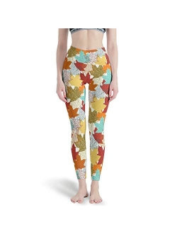 Yoga Pants Women Turkey Pumpkin Maple Leaf High Waist Tights Seamless Capris Running Pants