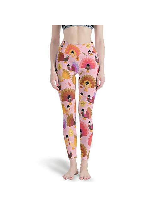 Yoga Pants Women Turkey Pumpkin Maple Leaf High Waist Tights Seamless Capris Running Pants