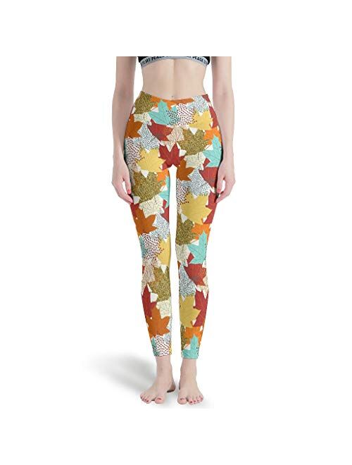 Yoga Pants Women Turkey Pumpkin Maple Leaf High Waist Tights Seamless Capris Running Pants